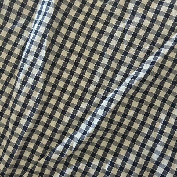 Talbots Navy Gingham Eyelet Trim Blouse Size XL Petite Square Neck 3/4 Sleeves - Picture 9 of 13